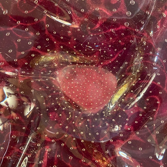 Amber colored candy or nut dish. Possible Murano controlled bubble. Stunning - Picture 2 of 6